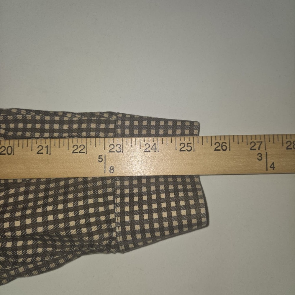 Ermenegildo Zegna Mens Medium M Brown Beige Check Plaid Button Up Shirt - Picture 8 of 11